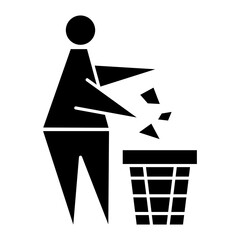 Tidy man or do not litter symbol. Keeping the clean. Glyph icon. Pitch in put trash in its place. Keep clean and dispose of carefully and thoughtfully