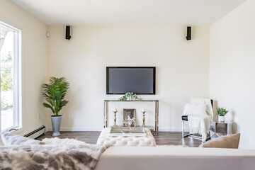 Fototapeta premium Bright and Modern Home Living Room with Interior Design