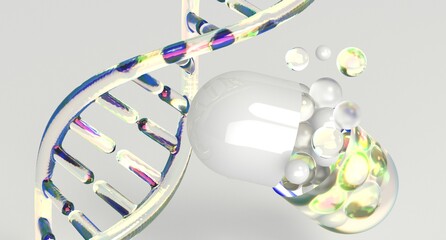 Abstract luminous DNA molecule. Hand of doctor touching and cut dna for checking with analysis chromosome DNA genetic of human on virtual interface. Medicine, Medical science and ... Mehr anzeigen.