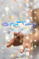 Fototapeta na wymiar Doctor holding a 3d render DNA.