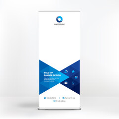 Roll-up banner design, creative background of graphic shapes, modern design for outdoor advertising