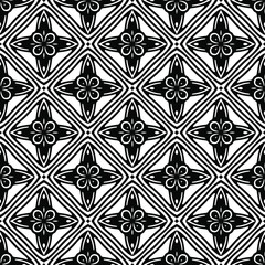 floral seamless pattern background.Geometric ornament for wallpapers and backgrounds. Black and white pattern. 