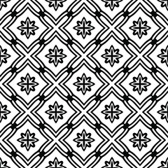 floral seamless pattern background.Geometric ornament for wallpapers and backgrounds. Black and white pattern. 