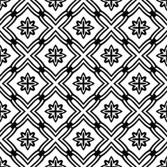 floral seamless pattern background.Geometric ornament for wallpapers and backgrounds. Black and white pattern. 