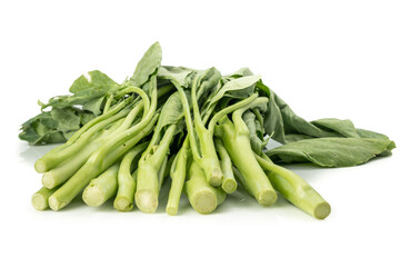 Fresh Chinese kale or green chinese broccoli (Hong Kong kale, Gai lan) vegetable isolated on white background.
