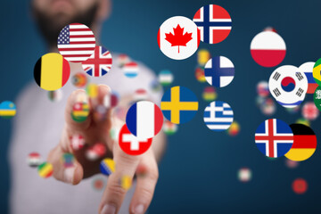World map with all states and their flags