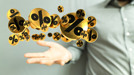 Sales icons floating in the air 3D rendering