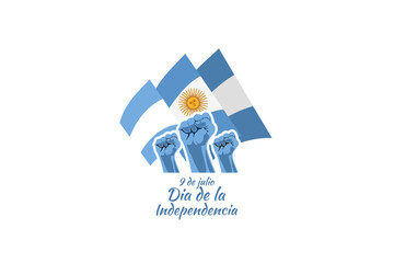 Translate: July 9, Independence day of Argentina vector illustration. Suitable for greeting card, poster and banner 