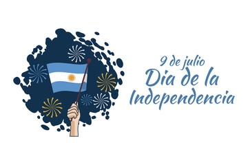 Translate: July 9, Independence day of Argentina vector illustration. Suitable for greeting card, poster and banner 