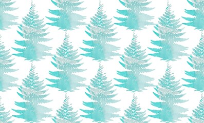 Obraz premium Seamless pattern of watercolor ferns