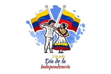 Translate: July 5, Independence day. Independence day (dia de la independencia) of Venezuela vector illustration. Suitable for greeting card, poster and banner.