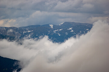 Rainy and foggy weather in the Carpathian mountains in summer