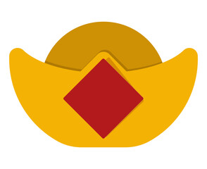 Flat color icon a sycee or chinese gold ingot for apps or websites
