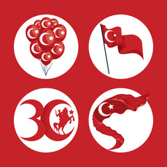 Zafer bayrami icon set