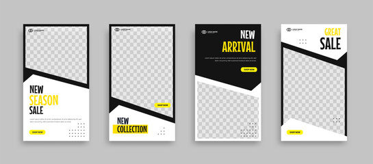 Set of Editable minimal square banner template. Blue yellow white background color with geometric shapes for social media post, story and web internet ads. Vector illustration