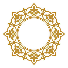 Decorative line art frames for design template. Elegant vector element for design in Eastern style, place for text. Golden outline floral border. Lace illustration for invitations and greeting cards.