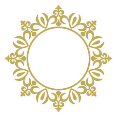 Decorative line art frames for design template. Elegant element for design in Eastern style, place for text. Golden outline floral border. Lace illustration for invitations and greeting cards