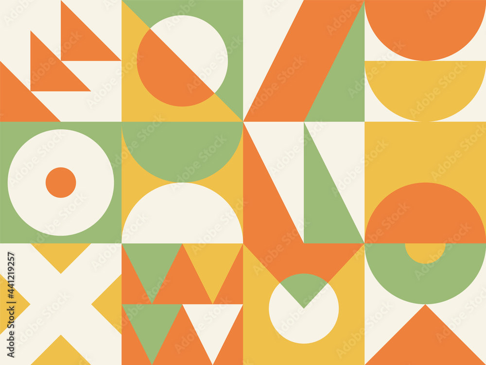 Poster abstract geometric banner. retro bauhaus patterns composition. vector design.