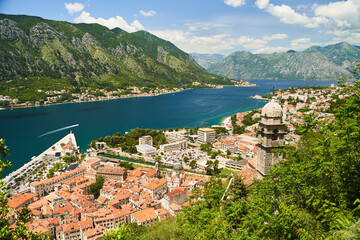Fototapeta na wymiar Aerial view of Kotor and the Bay of Kotor. Montenegro