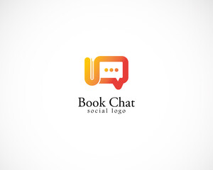 book chat logo creative design concept