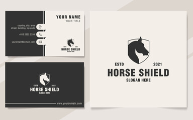 Minimalist horse shield logo template monogram style