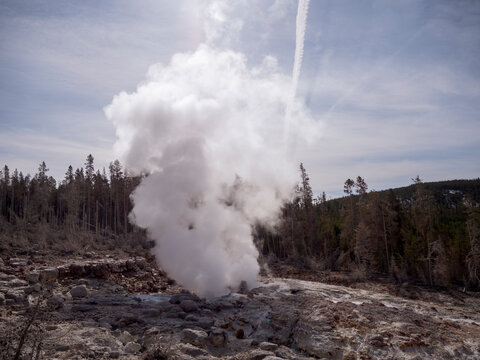 Dormant Steamboat Geyser In Yellowstone