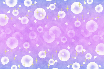 シャボン玉のキラキラ背景　長方形　ピンク　水彩風