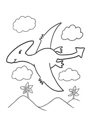 Leuke dinosaurus kleurboek pagina vectorillustratie kunst