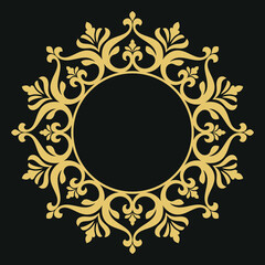 Decorative line art frames for design template. Elegant element for design in Eastern style, place for text. Golden outline floral border. Lace illustration for invitations and greeting cards