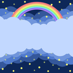 雲の背景　正方形　星空と虹