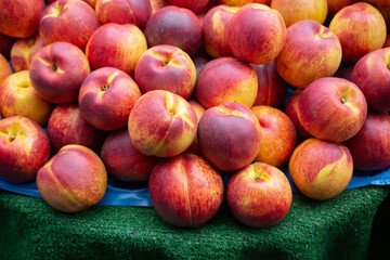 Pile of fresh nectarine peaches