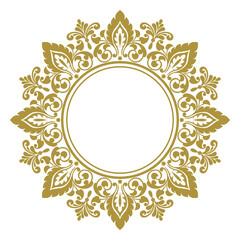 Decorative line art frames for design template. Elegant vector element for design in Eastern style, place for text. Golden outline floral border. Lace illustration for invitations and greeting cards