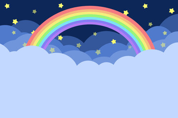 雲の背景　長方形　星空と虹