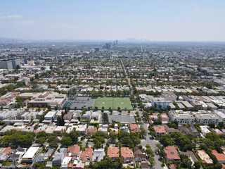 Aerial view of Beverly Hills, city in California's Los Angeles County. Home to many Hollywood stars.