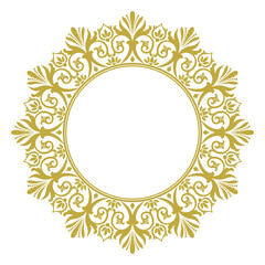 Decorative line art frames for design template. Elegant vector element for design in Eastern style, place for text. Golden outline floral border. Lace illustration for invitations and greeting cards
