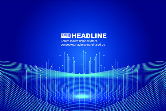 Big data background of luminous rays on 3D technology sense space sense booth 
