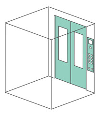 simple isometric illustration of elevator © yukik