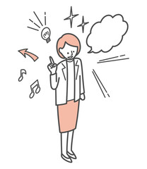 isometric illustration of lady with icons