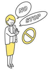 isometric illustration of lady with icons