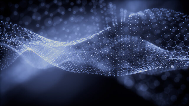 Smart Network and Connection Concept. Blue, Futuristic Digital Style. 3D Render.