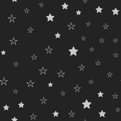 Fototapeta na wymiar Star doodles seamless pattern. Hand drawn stars illustrations, background texture. Monochromatic.