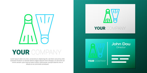 Line Rubber flippers for swimming icon isolated on white background. Diving equipment. Extreme sport. Sport equipment. Colorful outline concept. Vector © Kostiantyn