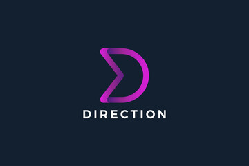 Letter D purple color 3d creative direction logo    