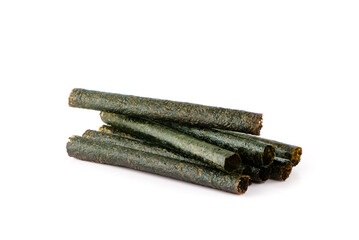 dry seaweed roll isolated on the white background