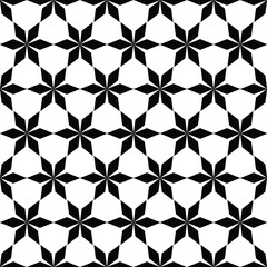 Seamless black and white hexagonal abstract geometric pattern background