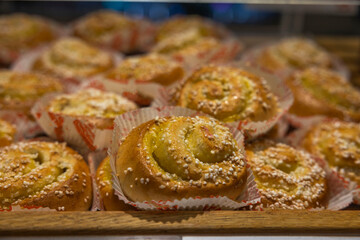 Close up view of bakery isolated. Food and health concept.