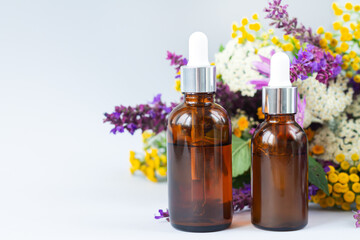 Glass serum dropper bottles organic skincare spa cosmetic