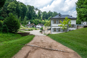 Obraz premium Village with old Buildings at Fürstenlager Park during summer, Bensheim Auerbach, germany