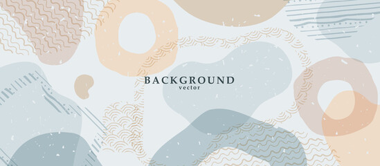 Abstract background art with color shapes on background. Web or wall art decor. Boho style minimalistic background. Vector illustration. © great_bergens