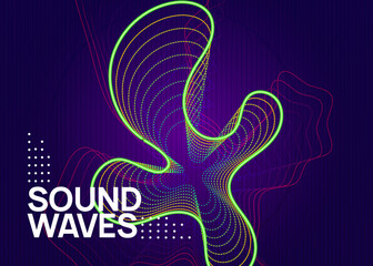 Neon dj party flyer. Electro dance music. Techno trance. Electronic sound event. Club fest poster.